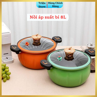 Nồi áp suất bí ngô chống dính 8l đa năng nồi hầm 4in1 hầm gà, cháo, nồi chiên, xào nấu đa năng