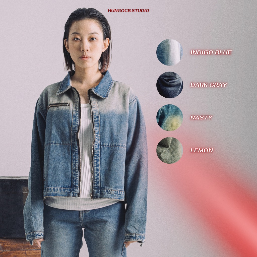 Áo Khoác Jeans - HUNGOCB RC JACKET SS23 - Hungocb Studio - Form Crop Khóa Zip