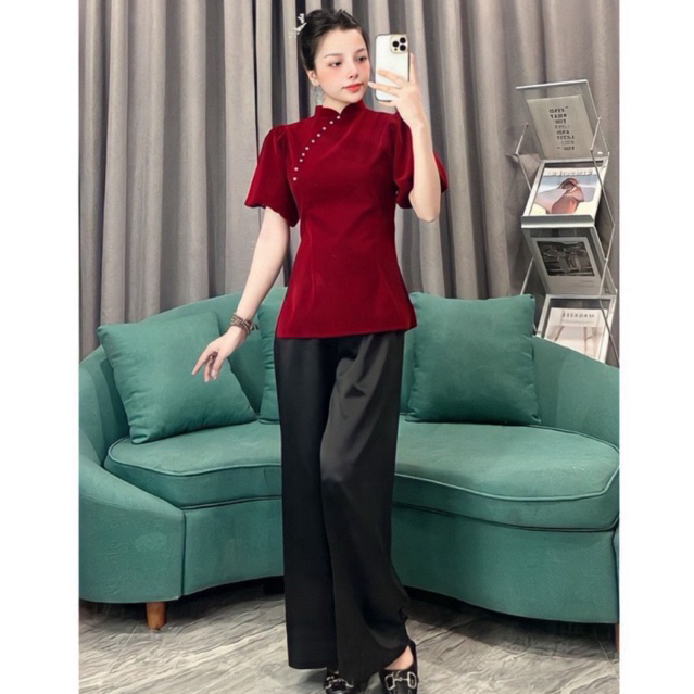Set hot blankpnik áo hai dây quần dài túi hộp , bộ nữ thời trang áo có mút sẵn dây buột quần dài ống rộng
