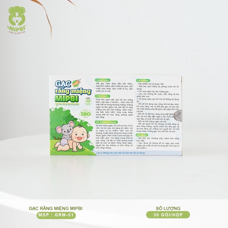 Gạc răng miệng mipbi rơ lưỡi mipbi an toàn tiện lợi cho trẻ sơ sinh hộp 30 gói