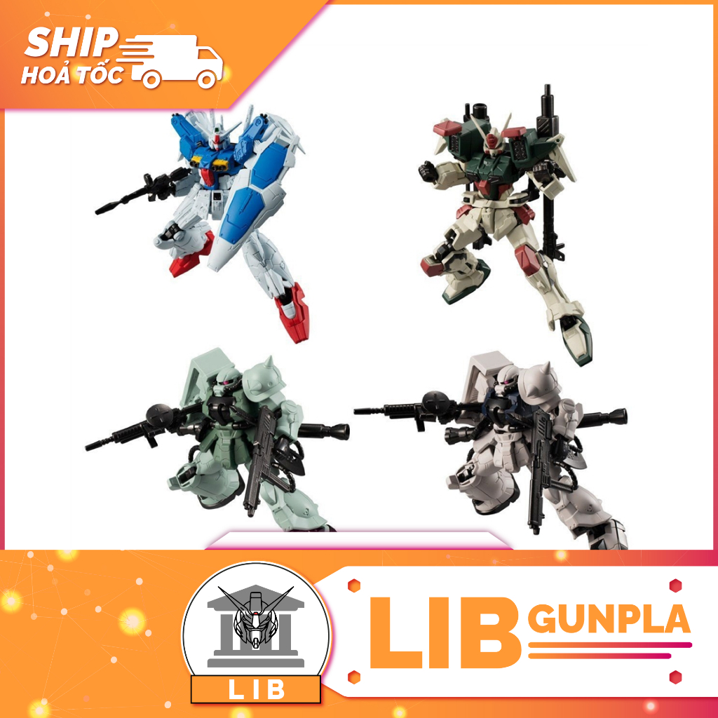 Mô hình lắp ráp Gundam Bandai Candy Toys G-Frame 13 Gundam GP01 fb / Buster Gundam / Zaku 2 / Zaku 2 EFSF