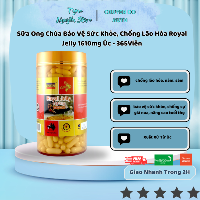Sữa Ong Chúa Bảo Vệ Sức Khỏe, Chống Lão Hóa Royal Jelly 1610mg Úc - 365Viên