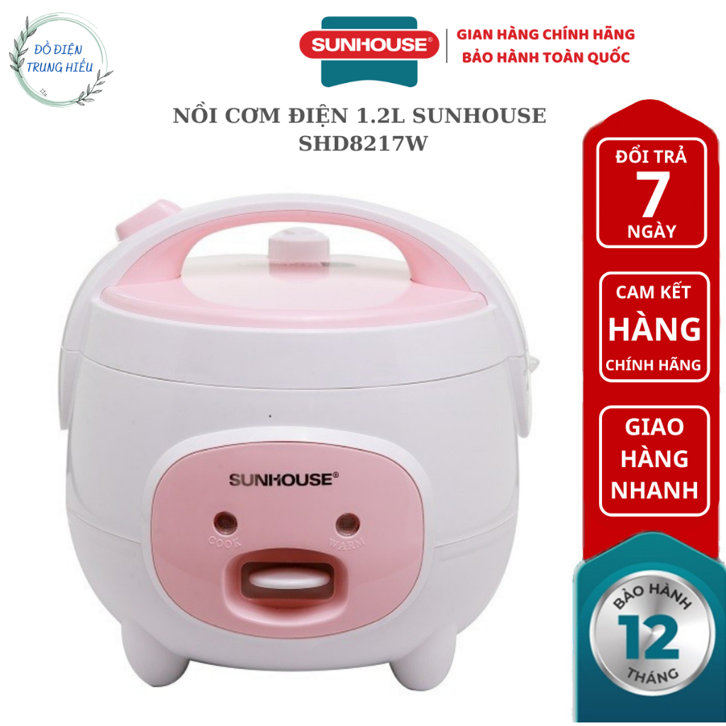 Nồi cơm điện 1.2L SUNHOUSE SHD8217W - bảo hành chính hãng 12 tháng