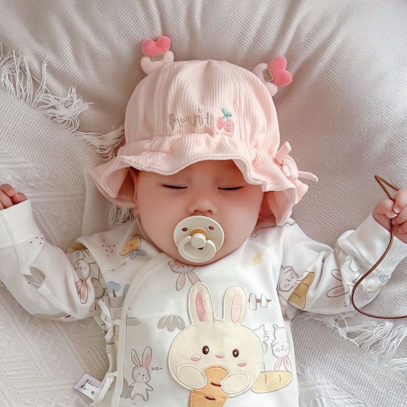 Mũ Nón Vành Tròn Bé Gái 6-30 tháng tuổi Có Dây Rút Điều Chỉnh Được Họa Tiết Thêu M02