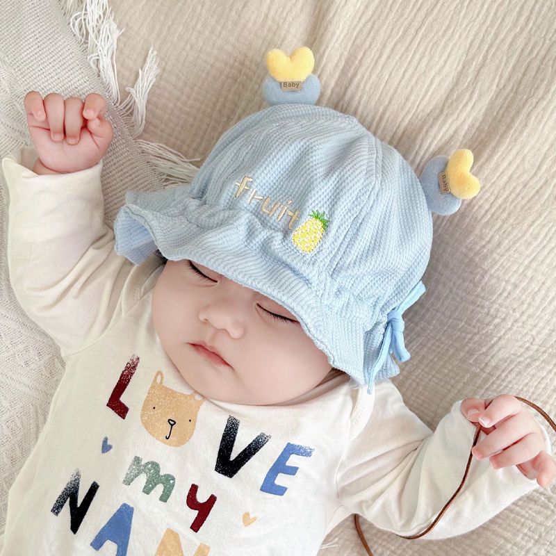 Mũ Nón Vành Tròn Bé Gái 6-30 tháng tuổi Có Dây Rút Điều Chỉnh Được Họa Tiết Thêu M02