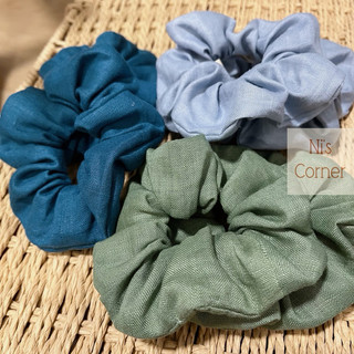 Scrunchie - Cột tóc Linen Tone Xanh