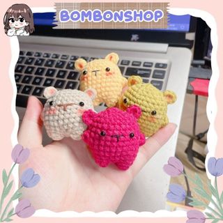Móc khóa gấu len mini, móc khóa len handmade by bombonshop
