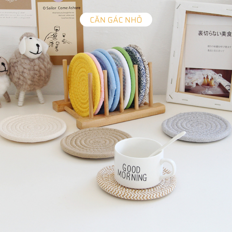 Tấm Lót Ly Bình Vải Loại Dày, Êm -Thấm Nước - Chống Va Đập - Miếng Lót Ly Bình Trà Thủy Tinh, Sứ - Căn Gác Nhỏ