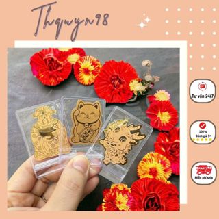 Mèo Thần Tài, Ông Thần Tài, Rồng Thần Tài may mắn mạ vàng 24k ,chiêu Tài Lộc dùng để trong ví hoặc dán điện thoThuquyn98