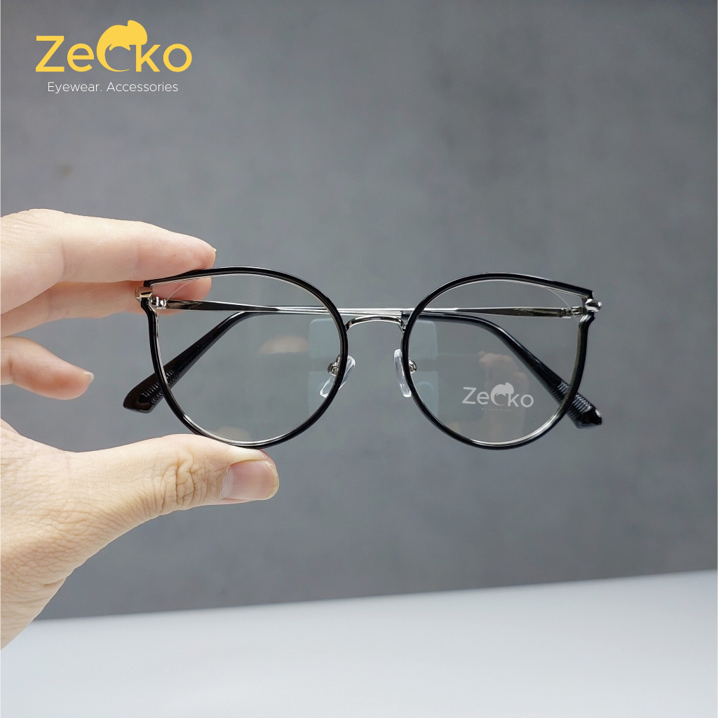 Gọng kính nữ nam đổi màu Zecko EGC20 gọng mắt mèo kim loại chống ánh sáng xanh tia UV