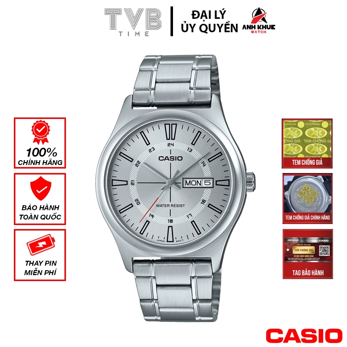 Đồng hồ nam dây kim loại Casio chính hãng MTP-V006D-7CUDF (38mm)