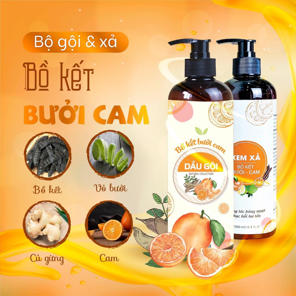 Dầu gội đầu thảo dược bồ kết bưởi cam giảm tiết bã nhờn, sạch gàu và nấm