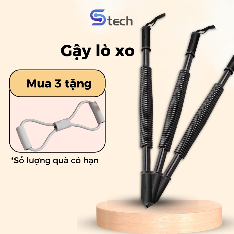 Gậy bẻ tập cơ tay, thanh lò xo 20kg, 30kg, 40kg, 50kg, 60kg, lò xo tập tay, vai, ngực, tại nhà, thanh lò xo siêu bền