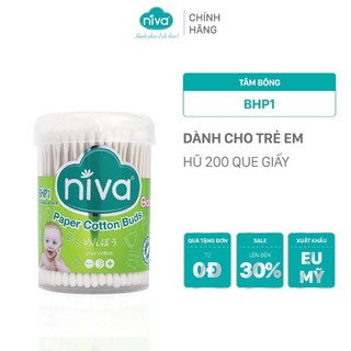 Hộp 200 Que Bông Tăm Thân Giấy Niva Cao Cấp Cho Bé