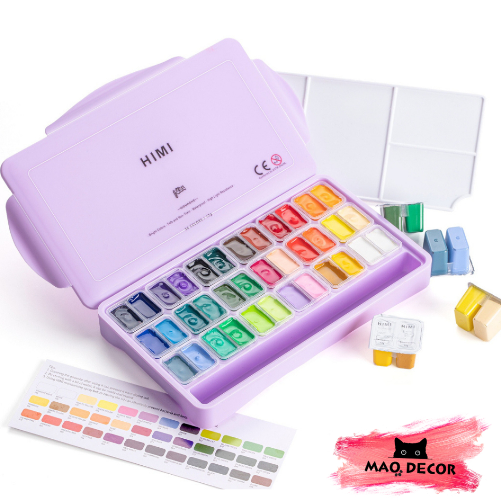 Mao Hỏa Tốc - Màu Gouache HIMI Twin Split Cup 36/48 Màu - Phiên Bản Sinh Đôi