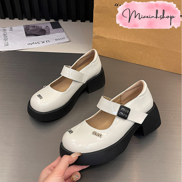 Giày búp bê tag Miu nhỏ quai ngang gót vuông 5P LOẠI 1 FULL HỘP