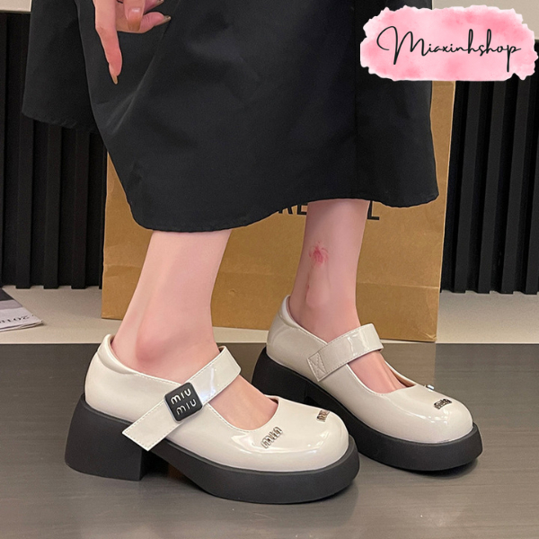 Giày búp bê tag Miu nhỏ quai ngang gót vuông 5P LOẠI 1 FULL HỘP