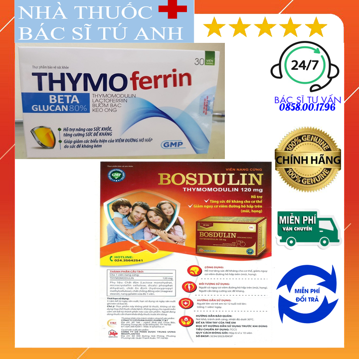 Thymo  Ferrin - Bosdulin thymomodulin 120mg  giảm viêm đường hô hấpTăng cường sức đề kháng