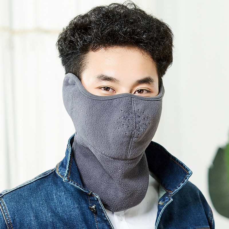 Khẩu trang ninja vải nỉ bông dày che kín tai kín cổ tránh nắng rát mùa hè tránh gió lạnh mùa đông dán ra sau gáy