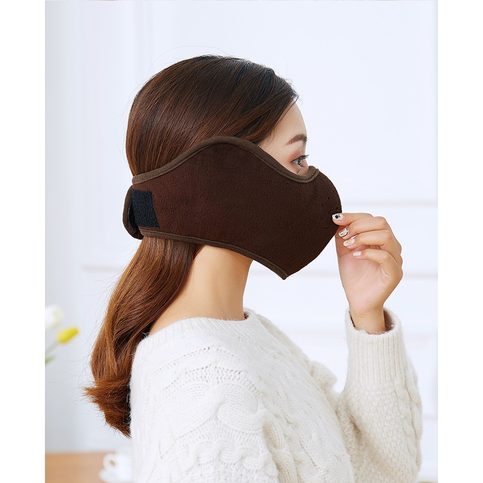 Khẩu trang ninja vải nỉ bông dày che kín tai kín cổ tránh nắng rát mùa hè tránh gió lạnh mùa đông dán ra sau gáy