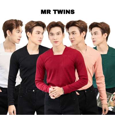 Áo Thun Nam Dài Tay Cổ Chữ U Form Body Thun Tăm Gân Cao Cấp Thương Hiệu Mr Twins