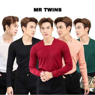 Áo Thun Nam Dài Tay Cổ Chữ U Form Body Thun Tăm Gân Cao Cấp Thương Hiệu Mr Twins