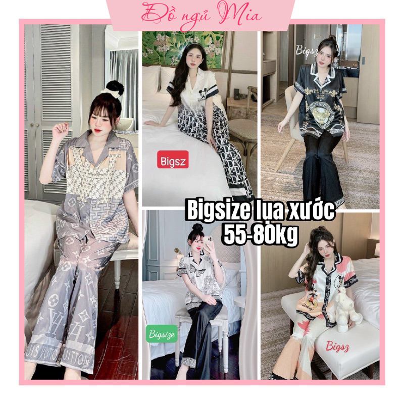 Đồ ngủ đồ bộ pijama mặc nhà lụa Xước tay ngắn quần dài- bầu bì, bỉm sữa bon chen thoải mái