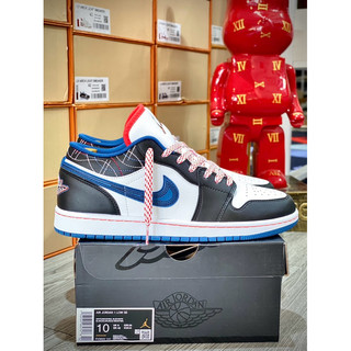 Giày sneakers Air Jordan 1 Low ‘White Industrial Blue Siren Red cao cấp full box