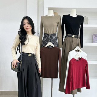 Áo thun tay dài cổ tròn , Áo thun nữ dài tay Hàn Quốc