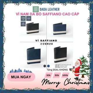Ví da nam DA Da Leather Saffiano Cosmos màu xanh navy, đen