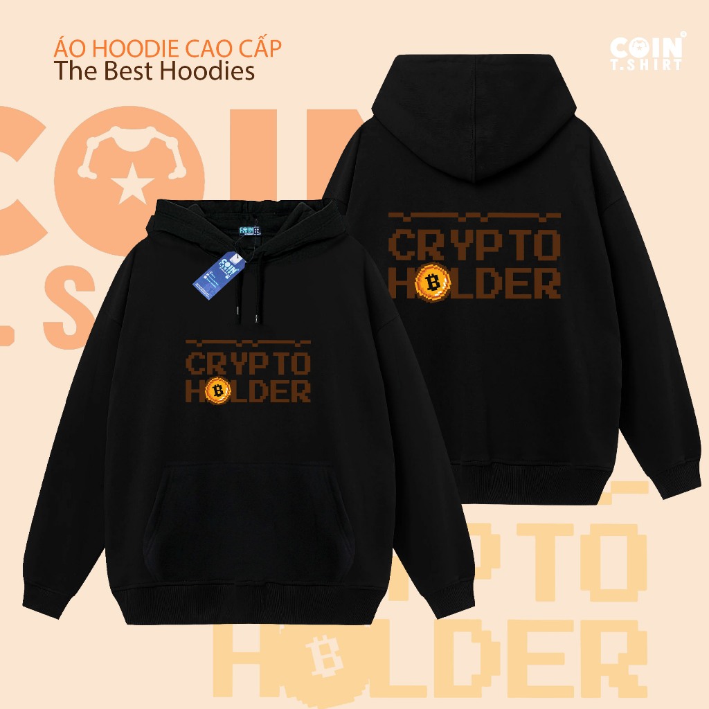 Hoodie BITCOIN khóa kéo cao cấp, Cointshirt, Binance, ETH,BTC