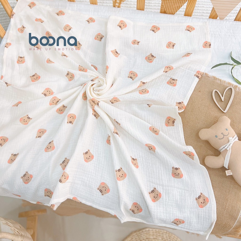 Khăn Tắm Xô Muslin BooNa Chính Hãng 2 Lớp, 4 Lớp Đa Năng An Toàn Cho Bé