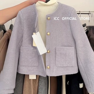 [ORDER] Áo Khoác Dạ Tweed Màu Tím Phong Cách Hàn Quốc - Áo Blazer FORM RỘNG Dáng Ngắn AO124