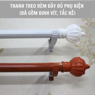 Thanh treo rèm cửa cao cấp ĐẦY ĐỦ PHỤ KIỆN đinh vít, tắc kê dễ lắp đặt - MÀN CỬA NGỌC CHÂU