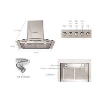Hút mùi kính cong sunhouse shb6629-70