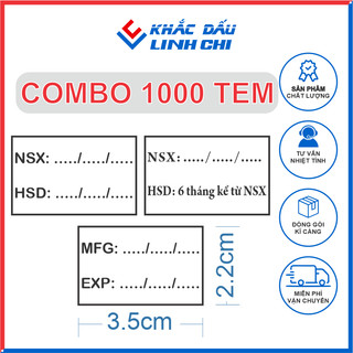 1000 Tem Ngày sản xuất Hạn sử dụng  in theo yêu cầu Nhãn dán có keo 35x22mm