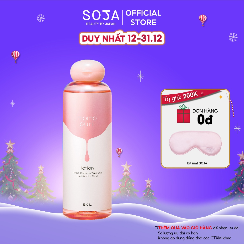Nước cân bằng dưỡng ẩm giúp da sáng căng mịn Momopuri Lotion 200mL