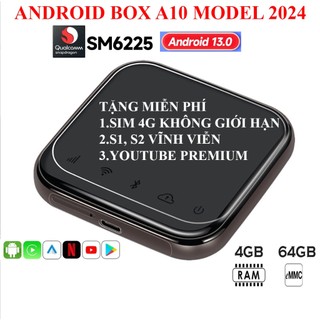 Carplay android box ô tô hj a10 pro 4g+64g qualcomm 6225 android 13 tặng vietmap s2