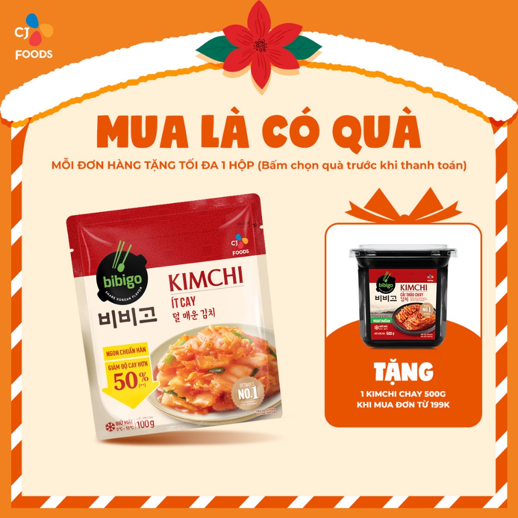Kim chi cải thảo ít cay Bibigo - Gói 100g