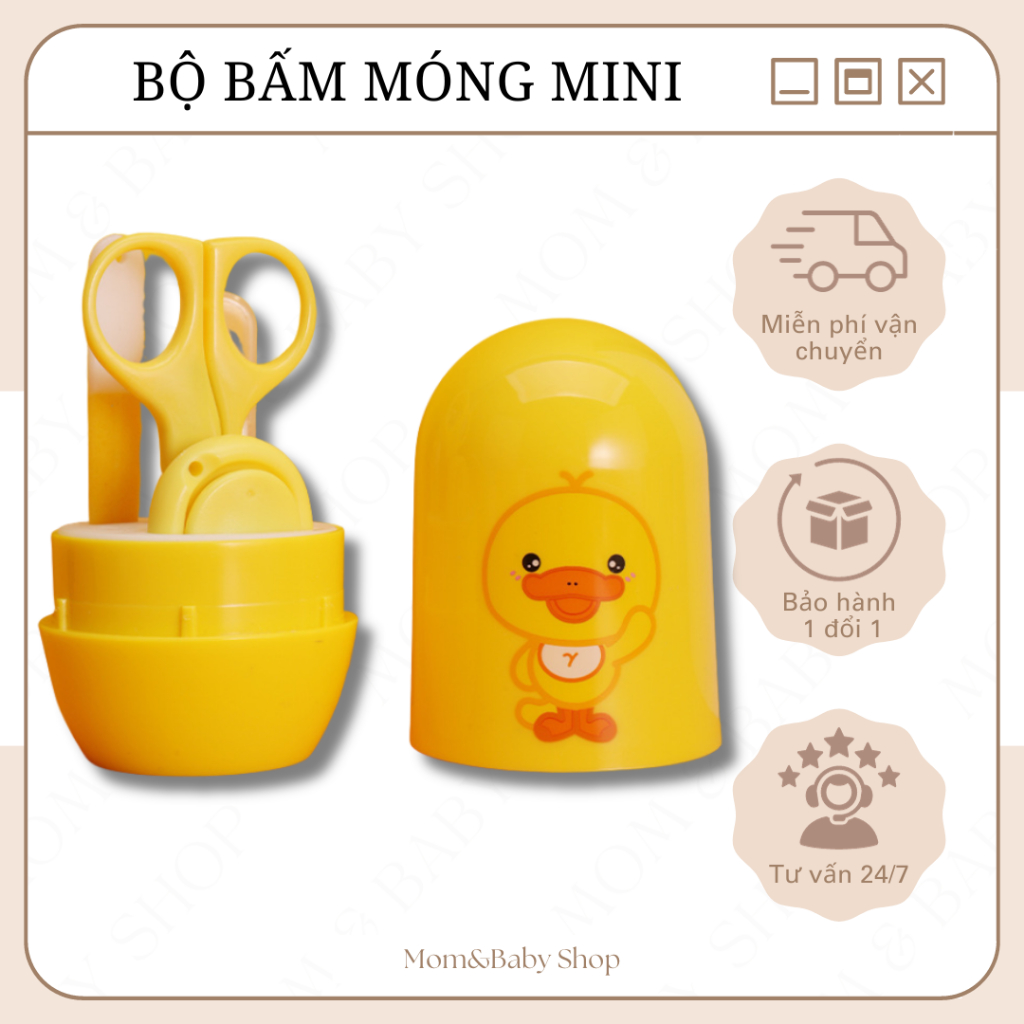 Bộ 4 Chi Tiết Bấm Móng Tay Dũa Móng Nhíp Gắp Kéo Mini Cho Bé Momandbabyshop