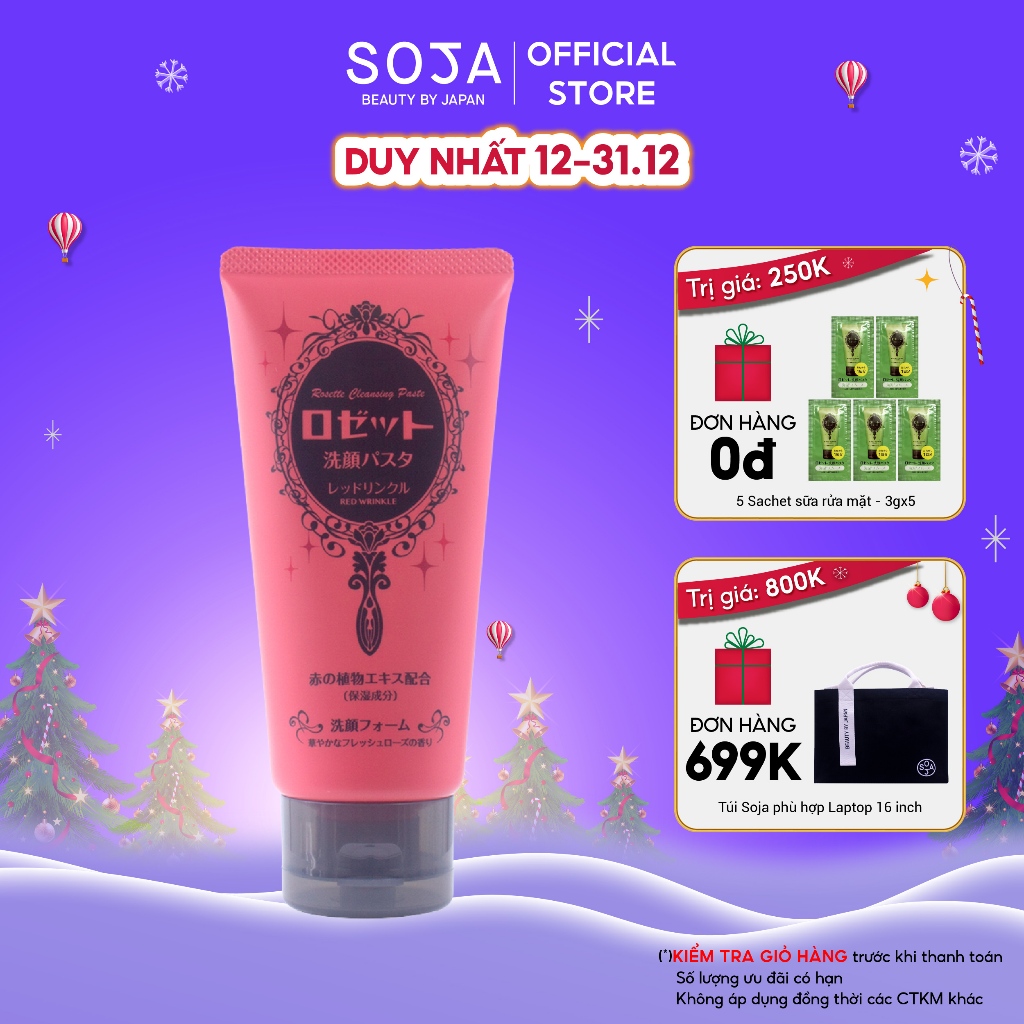 Sữa Rửa Mặt Đất Sét Đỏ Giảm Nếp Nhăn 120G Rosette Face Wash Pasta Red Clay Wrinkle