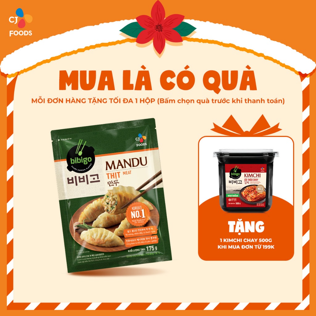 Bánh xếp Mandu Hàn Quốc Bibigo - nhân Thịt 175g