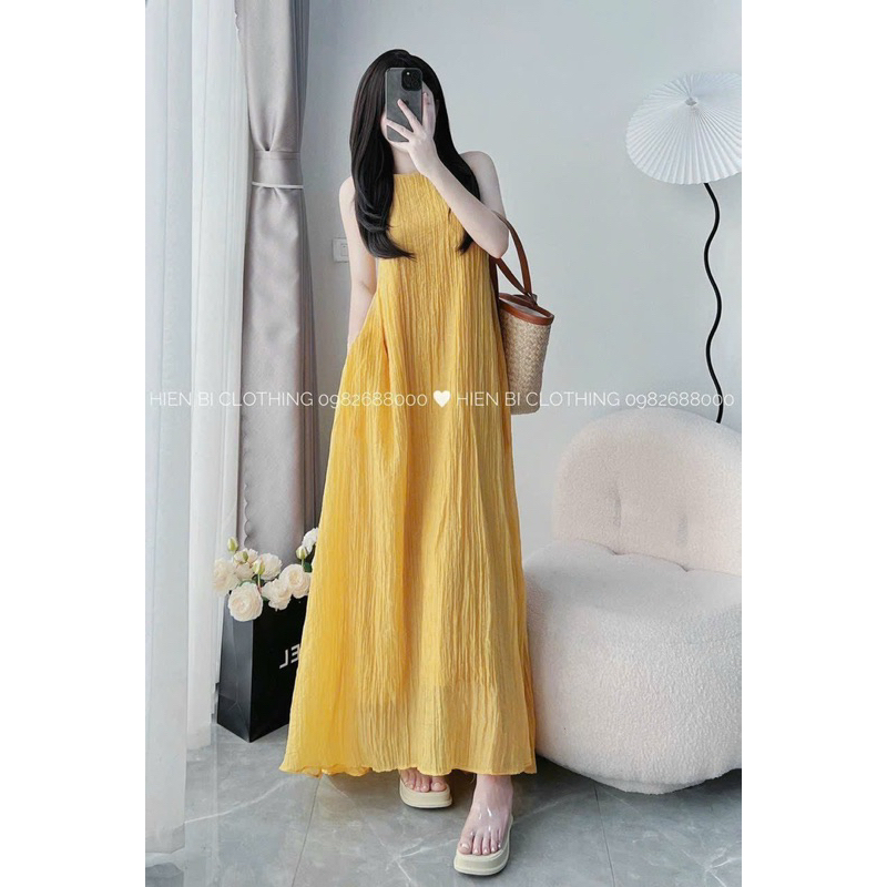 Váy maxi 2 dây đi biển đan dây hở lưng, Đầm maxi đi biển sexy mềm đẹp bồng bềnh hàng đẹp chất đũi lụa mát lạnh mùa hè