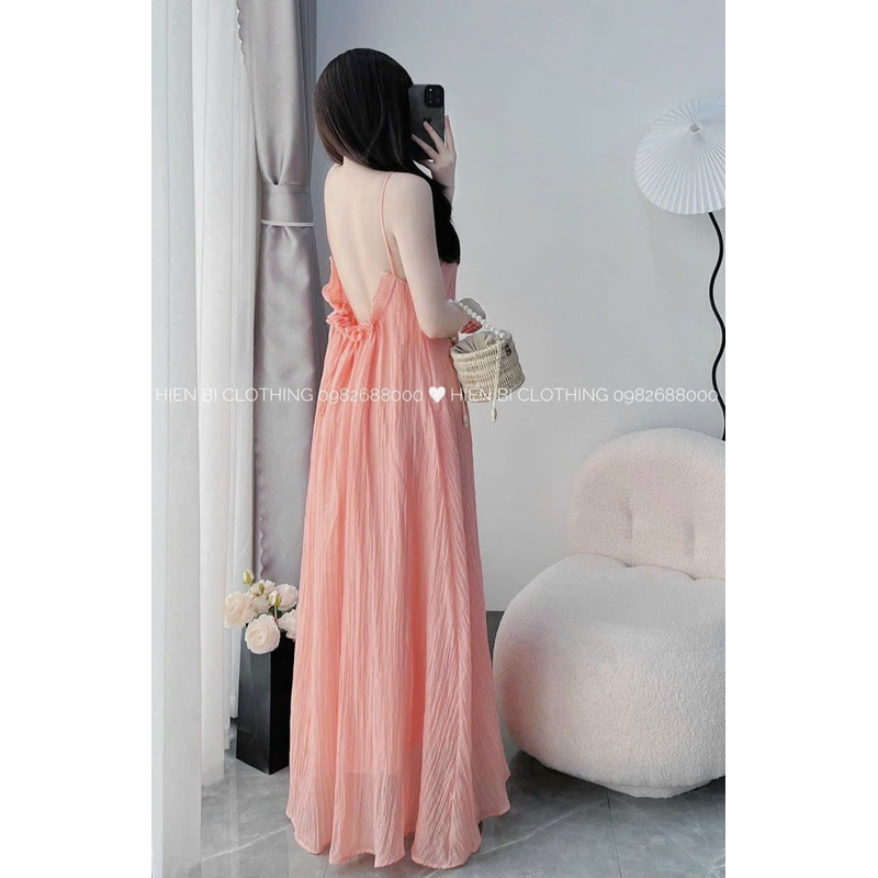 Váy maxi 2 dây đi biển đan dây hở lưng, Đầm maxi đi biển sexy mềm đẹp bồng bềnh hàng đẹp chất đũi lụa mát lạnh mùa hè