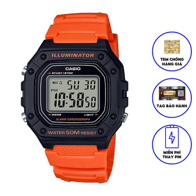 Đồng Hồ Nam Casio Dây Nhựa Trẻ Trung W-218H-4B2VDF Chính Hãng