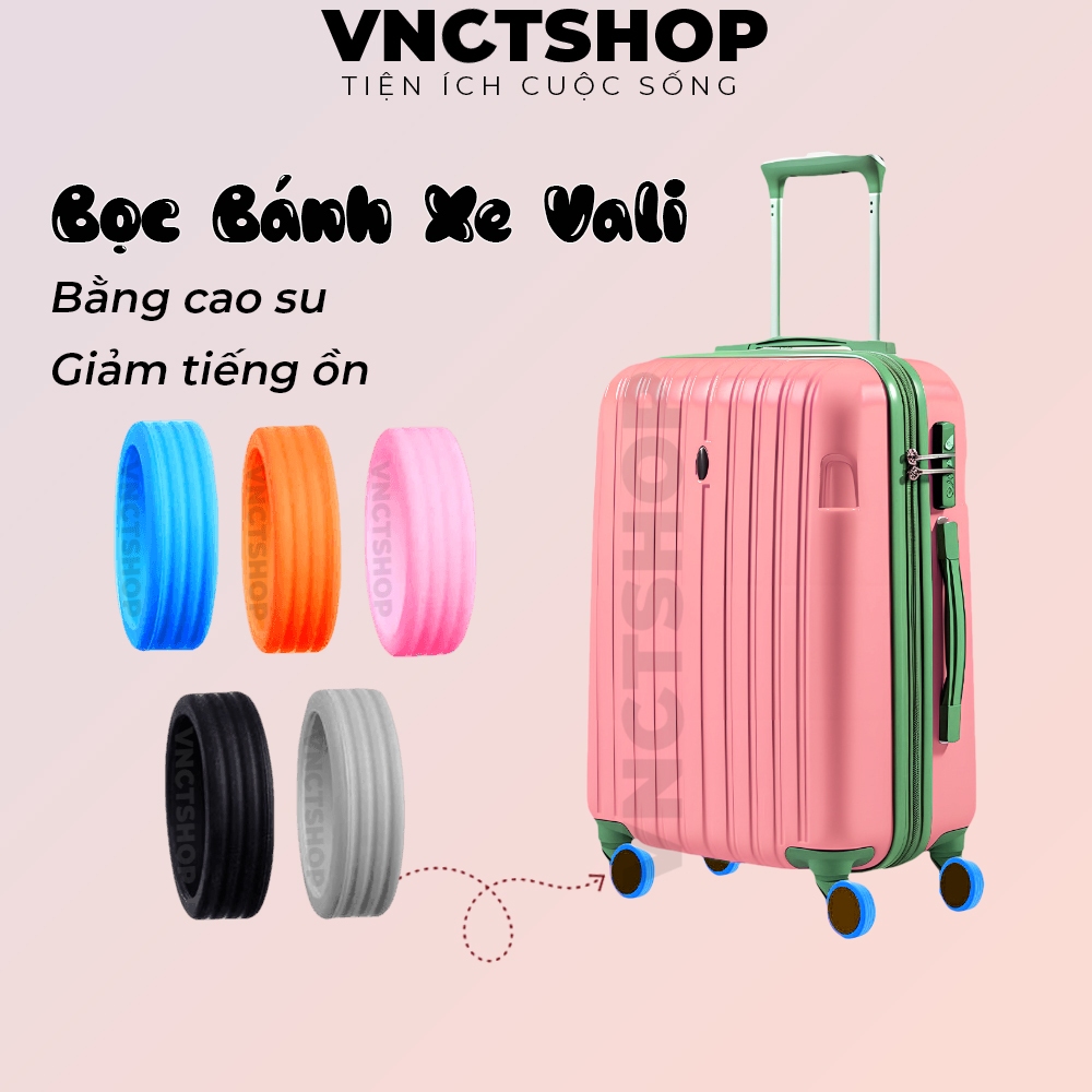 Bọc bánh xe vali giảm tiếng ồn vnctshop, vỏ bọc bảo vệ bánh xe vali bằng cao su