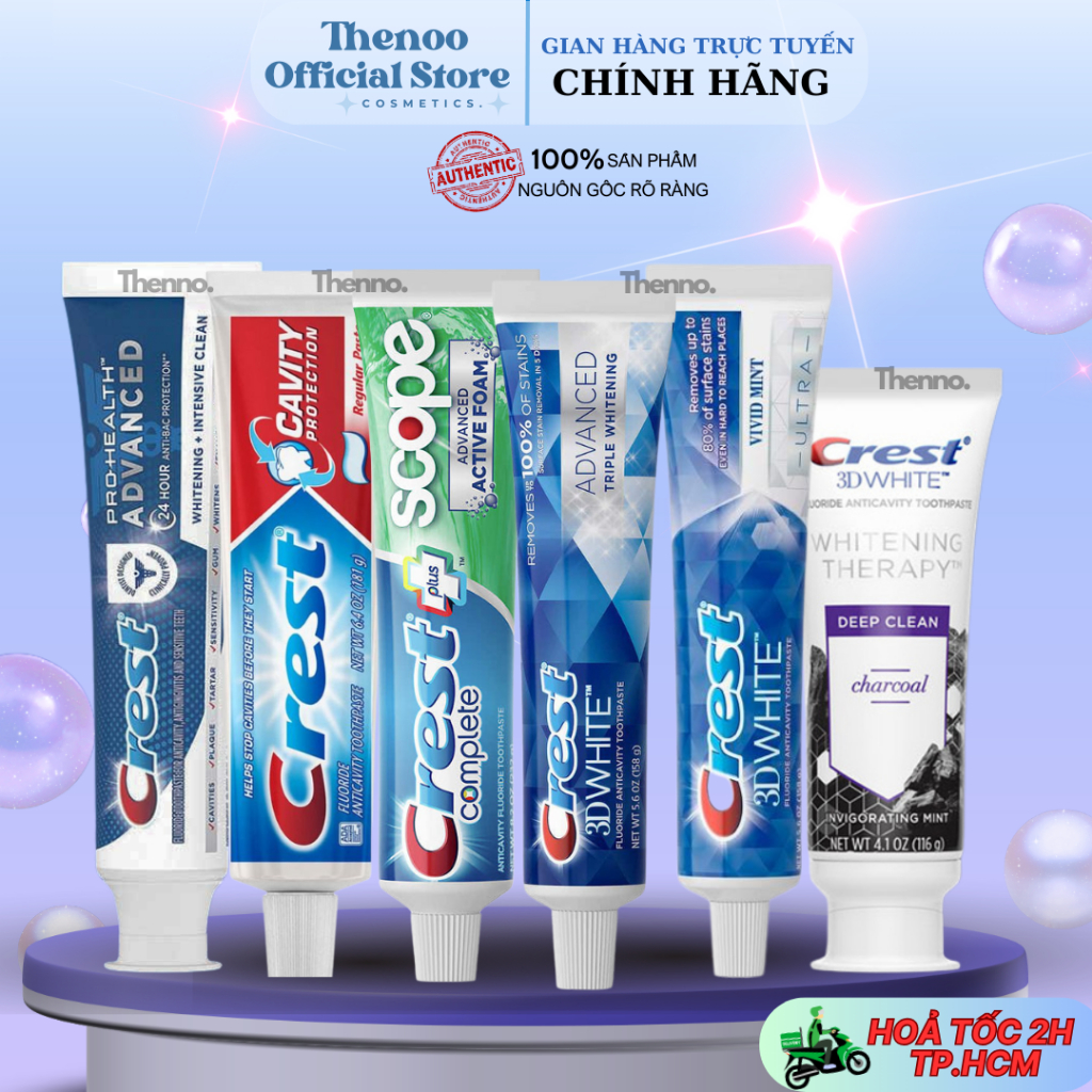 Kem Đánh Răng Crest 3D White Trắng Răng Ngừa Sâu Răng Hơi Thở Thơm Mát