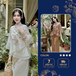  Bộ Pháp Voan Vạt Chéo Đính Ngọc Pháp Phục Đồ Lễ Đi Chùa - B15 