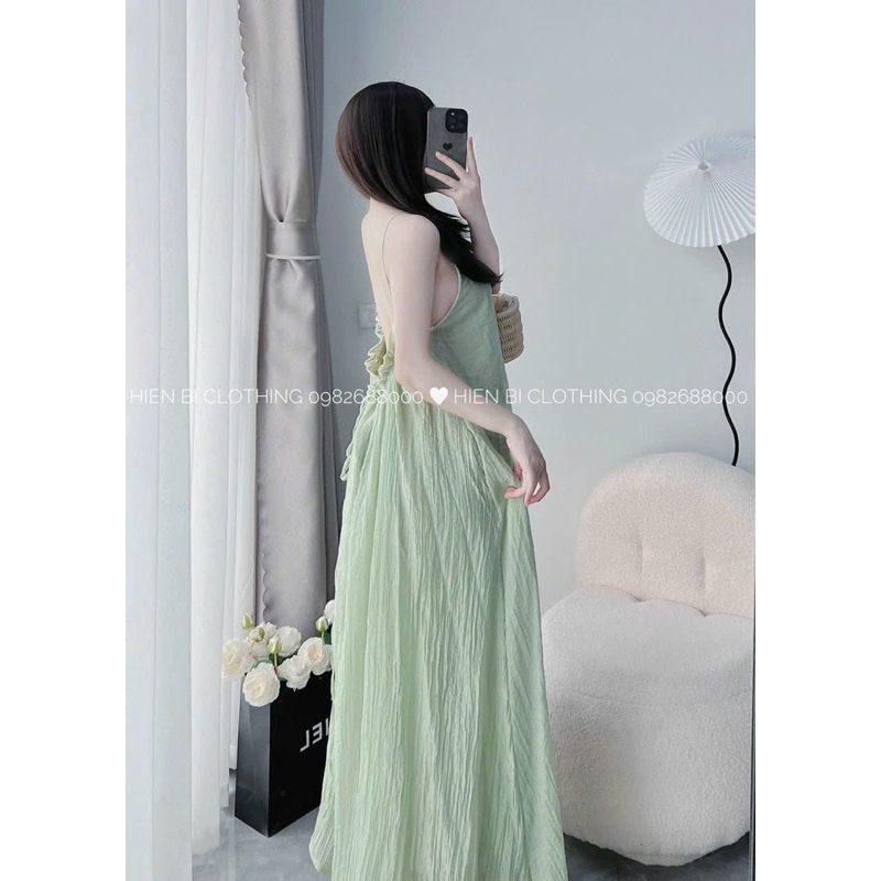 Váy maxi 2 dây đi biển đan dây hở lưng, Đầm maxi đi biển sexy mềm đẹp bồng bềnh hàng đẹp chất đũi lụa mát lạnh mùa hè