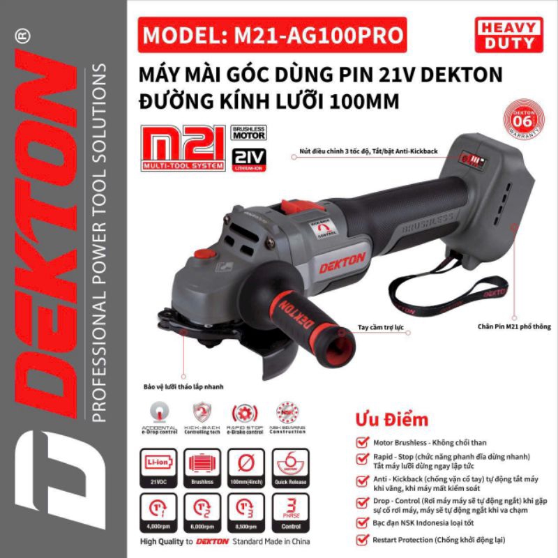 Máy mài pin Dekton M21-AG100PRO 100mm